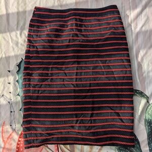 Ann Taylor Black & Red Rope Horizontal Striped Pencil Skirt